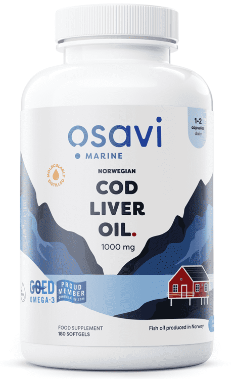 Osavi Norwegian Cod Liver Oil Softgels, 1000mg (Lemon) - 180 softgels