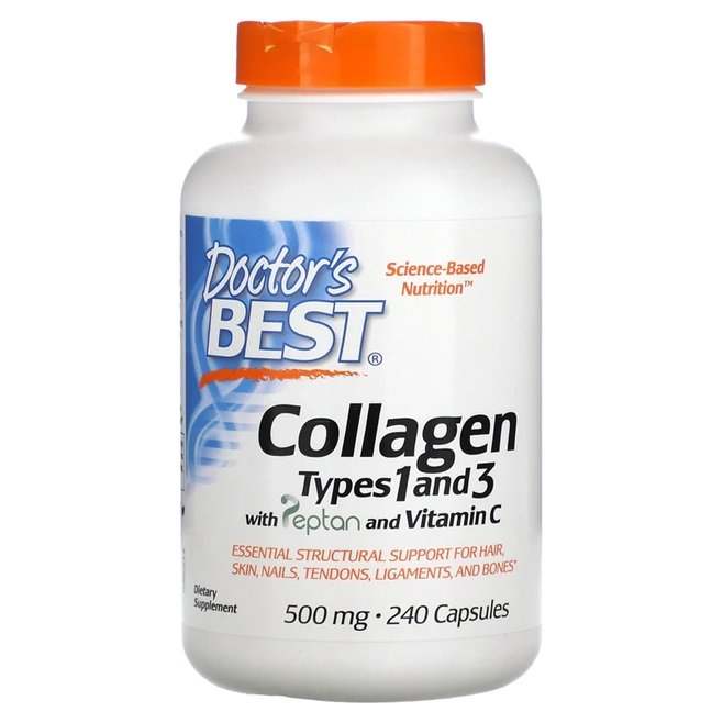 Doctor's Best Collagen Types 1 and 3 with Peptan and Vitamin C, 500mg - 240 caps