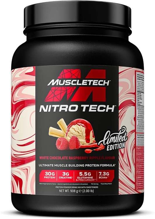 MuscleTech Nitro-Tech, White Chocolate Raspberry Ripple - 908 grams