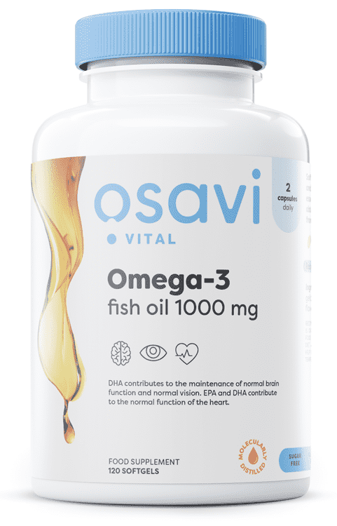 Osavi Omega-3 Fish Oil Molecularly Distilled, 1000mg (Lemon) - 120 softgels