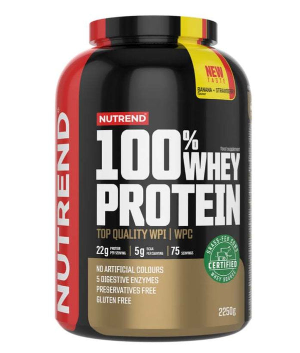 Nutrend 100% Whey Protein, Banana + Strawberry - 2250 grams