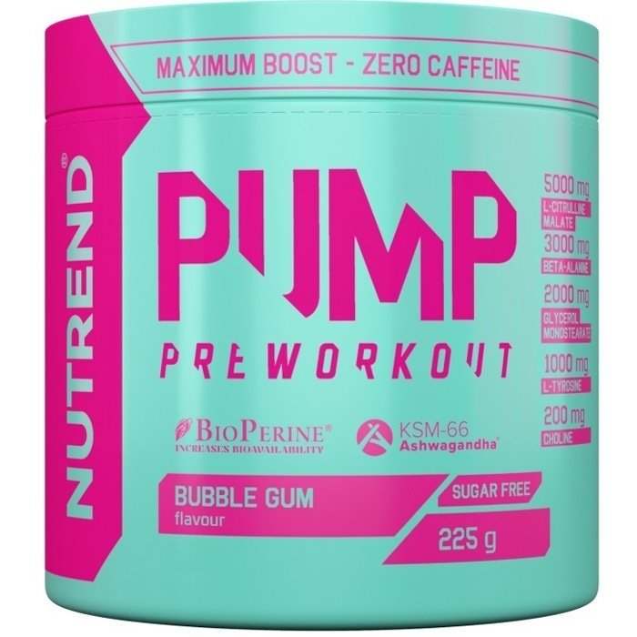 Nutrend Pump Pre-Workout, Bubble Gum - 225 grams