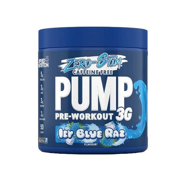 Applied Nutrition Pump 3G Pre-Workout (Zero Stimulant), Icy Blue Raz (EAN 5056555204993) - 375 grams