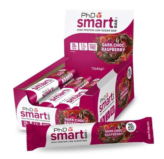 PhD Smart Bar, Dark Choc Raspberry - 12 x 64g