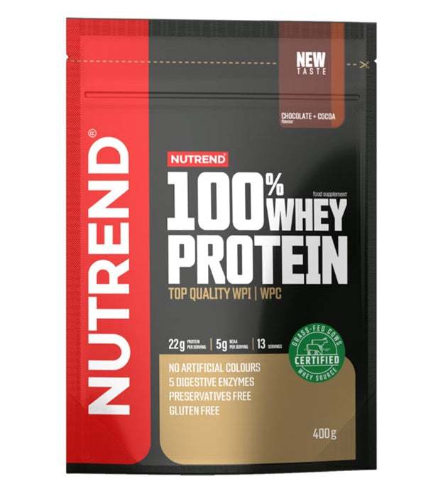 Nutrend 100% Whey Protein, Chocolate + Cocoa - 400 grams