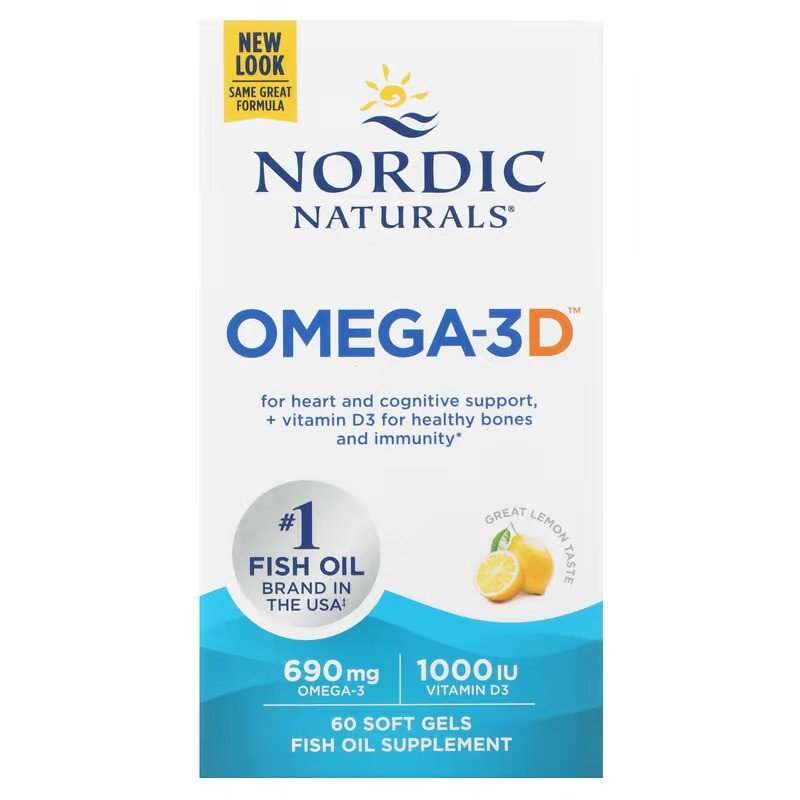 Nordic Naturals Omega-3D, 690mg Lemon - 60 softgels