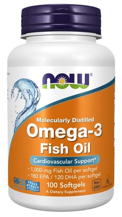 NOW Foods Omega-3 Fish Oil, Molecularly Distilled - 100 softgels