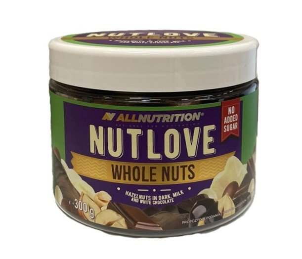 Allnutrition Nutlove Whole Nuts, Hazelnuts in Dark / Milk and White Chocolate - 300 grams