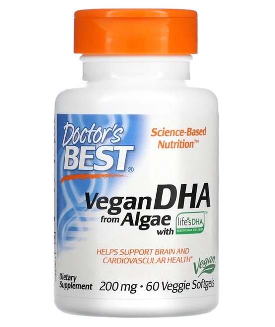 Doctor's Best Vegan DHA from Algae, 200mg - 60 veggie softgels