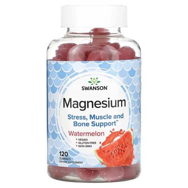 Swanson Magnesium Gummies, Watermelon - 120 gummies