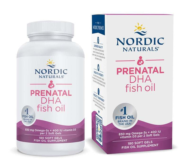 Nordic Naturals Prenatal DHA, 830mg Omega-3 + 400 IU D3 Unflavored (EAN 768990891045) - 180 softgels