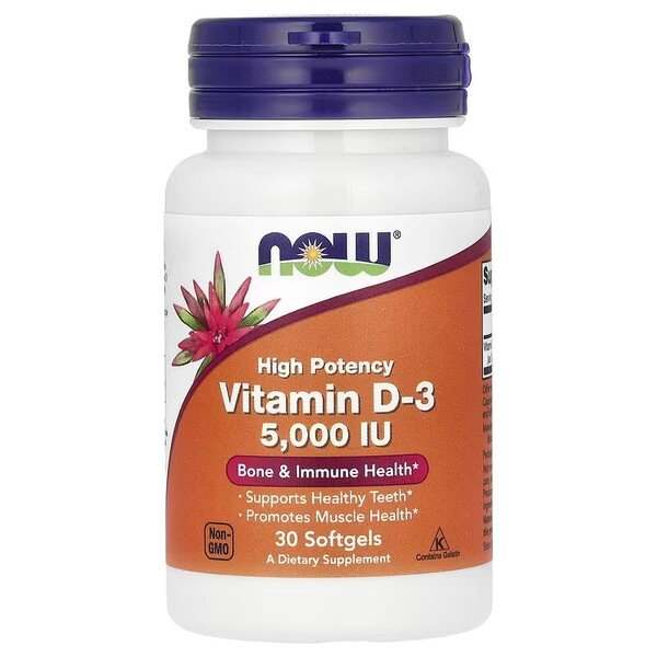 NOW Foods Vitamin D-3, 5000 IU - 30 softgels