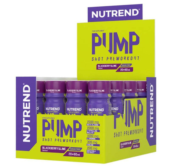 Nutrend Pump Shot Pre-Workout, Blackberry & Lime - 20 x 60 ml.