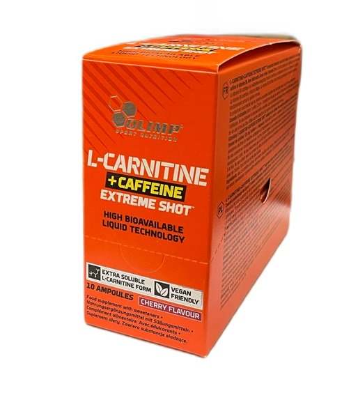 Olimp Nutrition L-Carnitine + Caffeine Extreme Shot, Cherry - 10 x 25 ml.