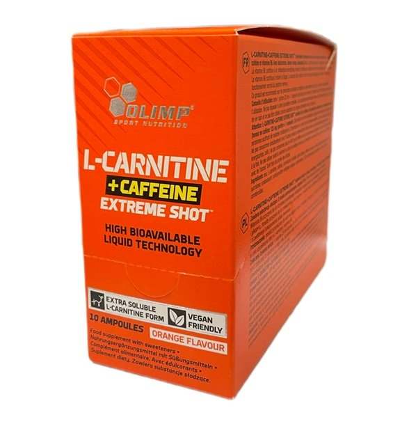 Olimp Nutrition L-Carnitine + Caffeine Extreme Shot, Orange - 10 x 25 ml.