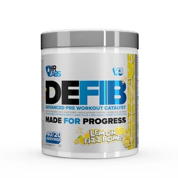 HR Labs Defib V3 - Advanced Pre Workout Catalyst, Lemon Fizz Bombs - 440 grams