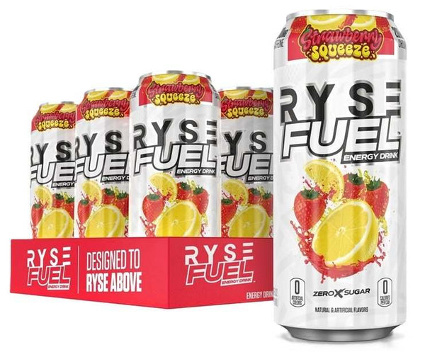 RYSE Fuel Energy Drink, Strawberry Squeeze - 12 x 473 ml.