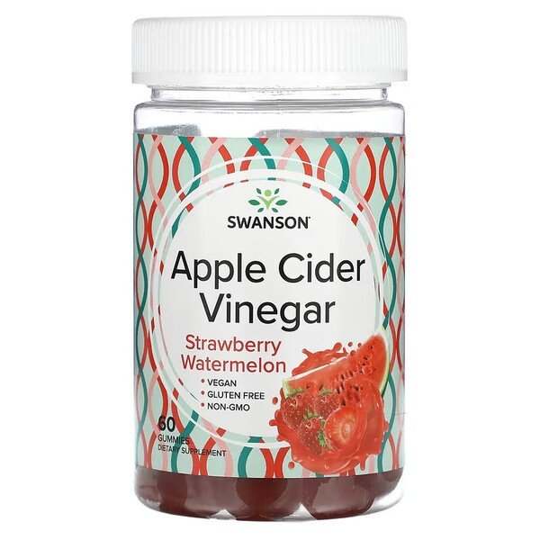 Swanson Apple Cider Vinegar Gummies, Strawberry Watermelon - 60 gummies