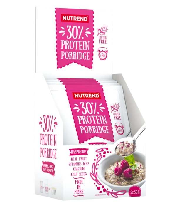 Nutrend 30% Protein Porridge, Raspberry - 5 x 50g