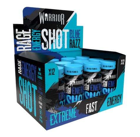 Warrior Rage Energy Shot, Blue Razz - 12 x 60 ml.