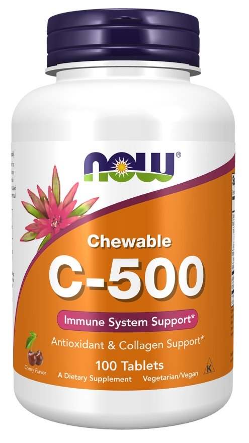 NOW Foods Vitamin C-500 Chewable, Cherry - 100 tablets