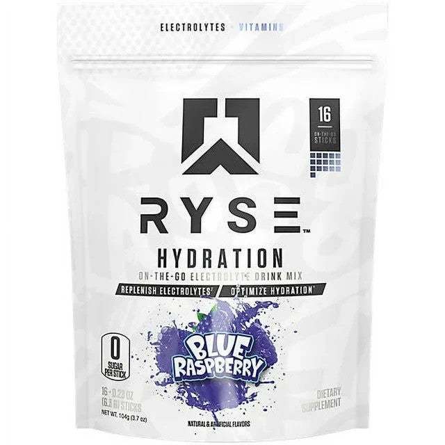 RYSE Hydration Sticks, Blue Raspberry - 16 x 6.5g