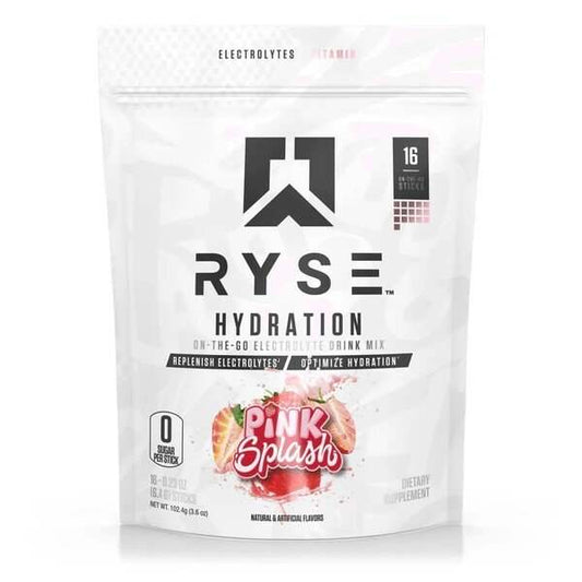 RYSE Hydration Sticks, Pink Splash - 16 x 6.4g