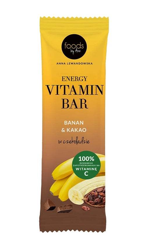 Levann Energy Vitamin Bar, Banana & Cocoa with Chocolate Coating - 15 x 35g