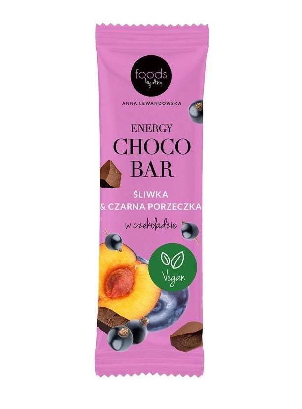 Levann Energy Choco Bar, Plum & Blackcurrant with Chocolate Coating - 15 x 35g