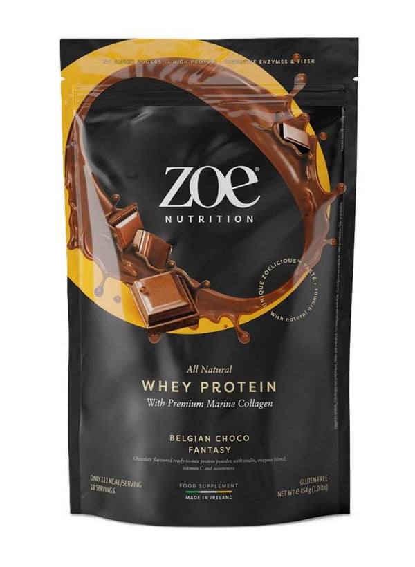 ZOE Nutrition Whey Protein with Premium Marine Collagen, Belgian Choco Fantasy - 454 grams