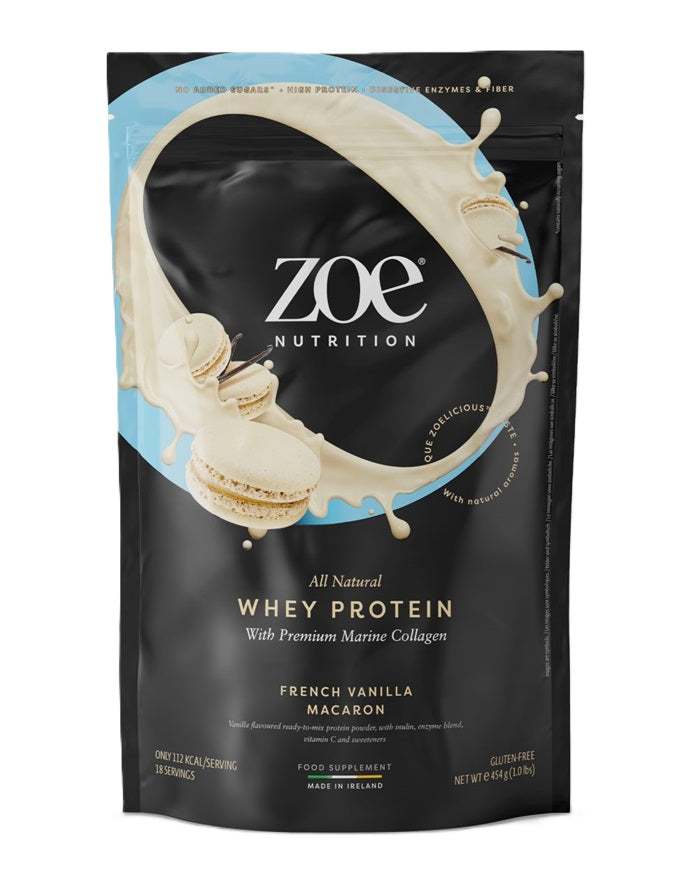 ZOE Nutrition Whey Protein with Premium Marine Collagen, French Vanilla Macaron - 454 grams