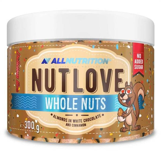 Allnutrition Nutlove Whole Nuts, Almonds in White Chocolate & Cinnamon - 300 grams