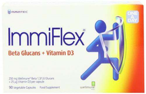 ImmiFlex (Beta Glucans + Vit D3) 250mg + 20mcg - 90 Capsules - welzo