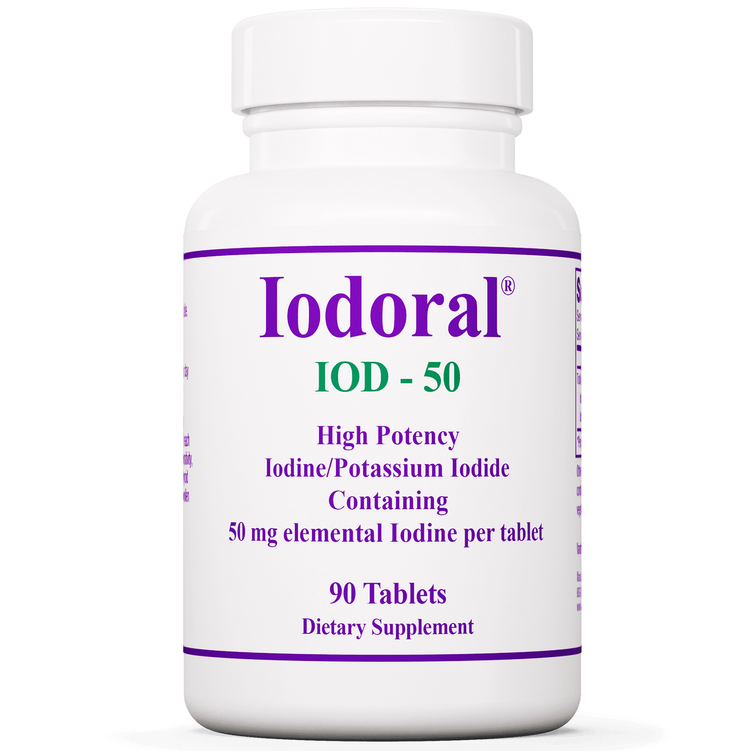 Iodoral IOD-50 (Iodine/Potassium Iodide) 50mg, 90 tablets - Optimox - welzo