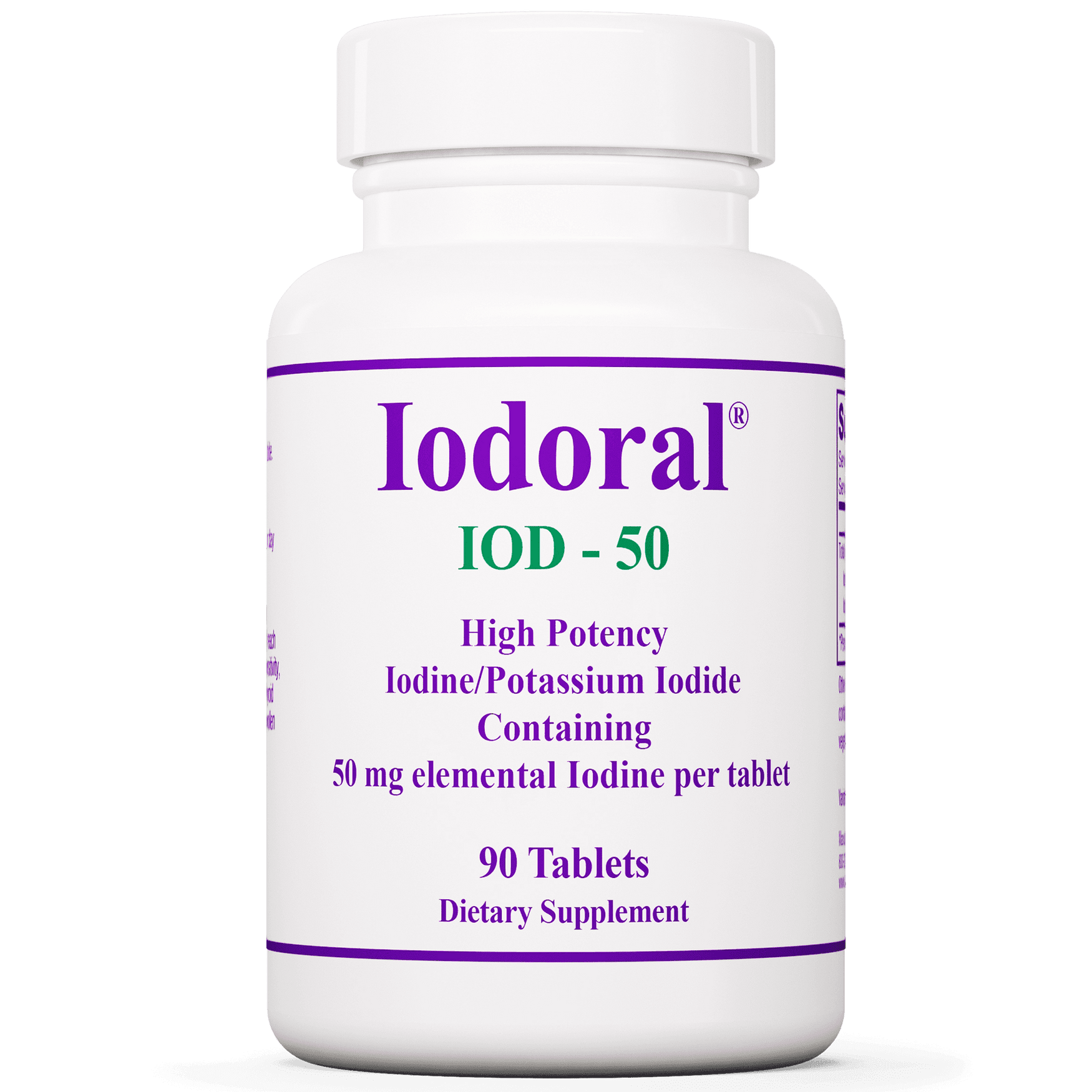 Iodoral IOD-50 (Iodine/Potassium Iodide) 50mg, 90 tablets - Optimox - welzo