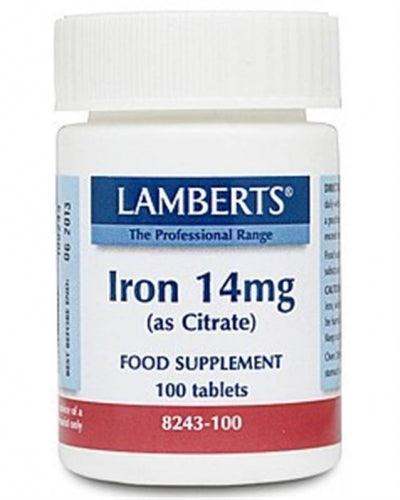 Iron 14mg (as Citrate), 100 tabs - Lamberts - welzo