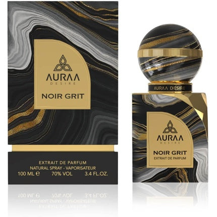 Noir Grit Extrait de Parfum 100ml by Auraa Desire Luxury Unisex Oriental Fragrance with Cypriol Copaiba Rose Patchouli Jasmine Oud and Musk Long-Lasting Sophisticated Scent