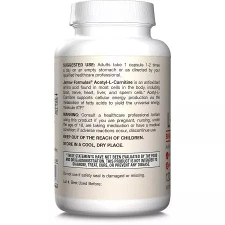 Jarrow Formulas Acetyl LCarnitine 500mg 120 Veggie Capsules