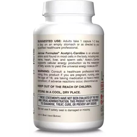 Jarrow Formulas Acetyl LCarnitine 500mg 60 Veggie Capsules