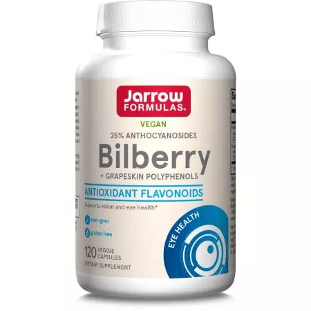 Bilulas Bilberry Formule Jarrow + Polifenoli di uva 280mg 120 capsule vegetariane