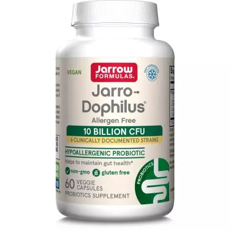 Jarrow Fórmulas Jarrodophilus Allergen Free (Probiotic) 10 mil millones CFU 60 Cápsulas vegetarianas