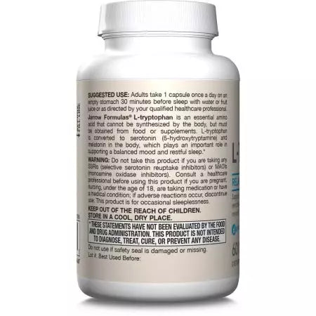 Jarrow Fórmulas Lytroptophan 500mg 60 Cápsulas vegetarianas