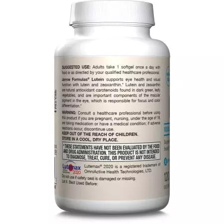 Jarrow Formulas Lutein 20mg & Zeaxanthin 4mg 120 Softgels