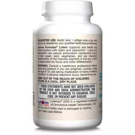 Jarrow Formulas Lutein 20mg & Zeaxanthin 4mg 60 Softgels