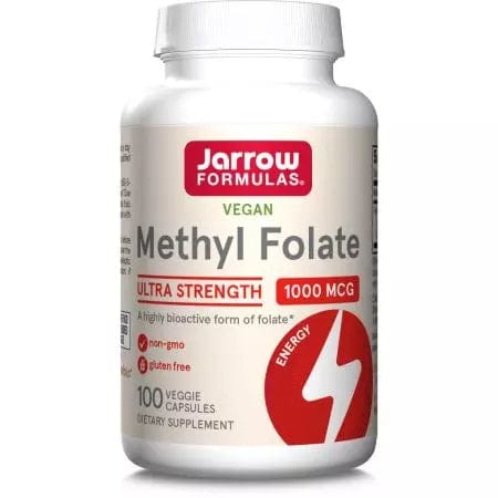 Jarrow Formulas Vitamin Methyl B12 & Methyl Folate 100 Lemon Chewable Tablets