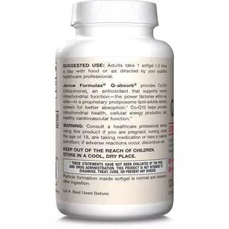 Jarrow Formulas QABSORB COQ10 100mg 120 Softgels