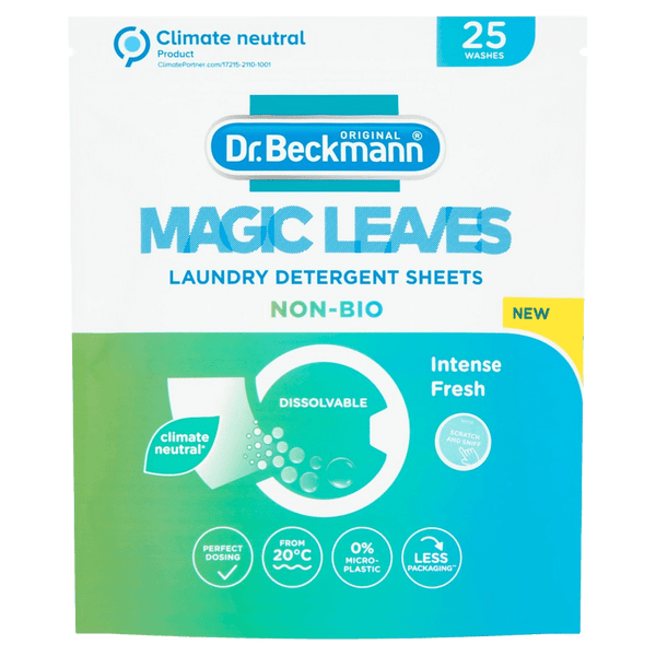 Dr. Beckmann Magic Leaves Laundry Detergent Sheets Non-Bio Pack of 25 - welzo