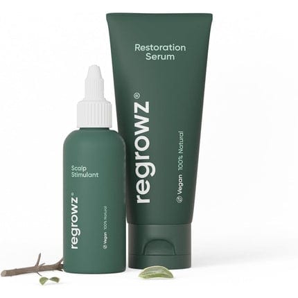 Regrowz Natural Hair Growth and Thickening Treatment for Men - Includes Scalp Stimulant and Restoration Serum