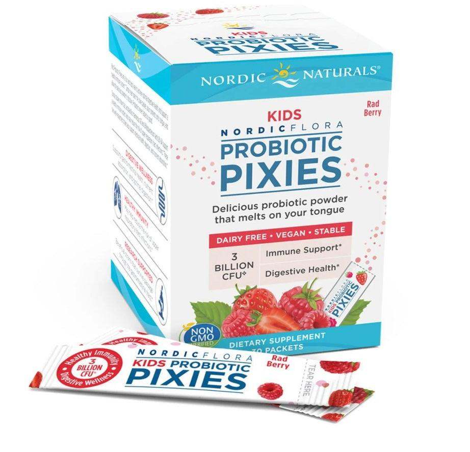 Kids Nordic - Flora Probiotic Pixies (Red Berry) 3 Billion CFU, 30 Packets - Nordic Naturals - welzo