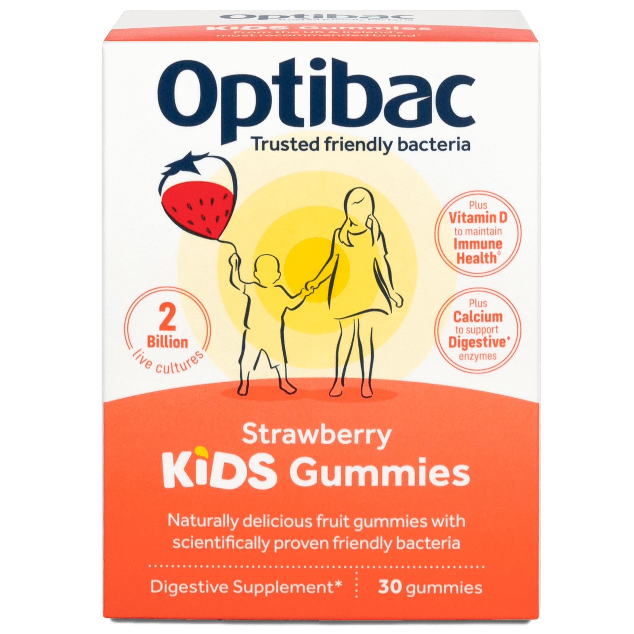 Kids Probiotics + Immune Support, 30 strawberry gummies - OptiBac - welzo